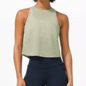 lululemon run and train racerback tank heathered rosemary green size 4